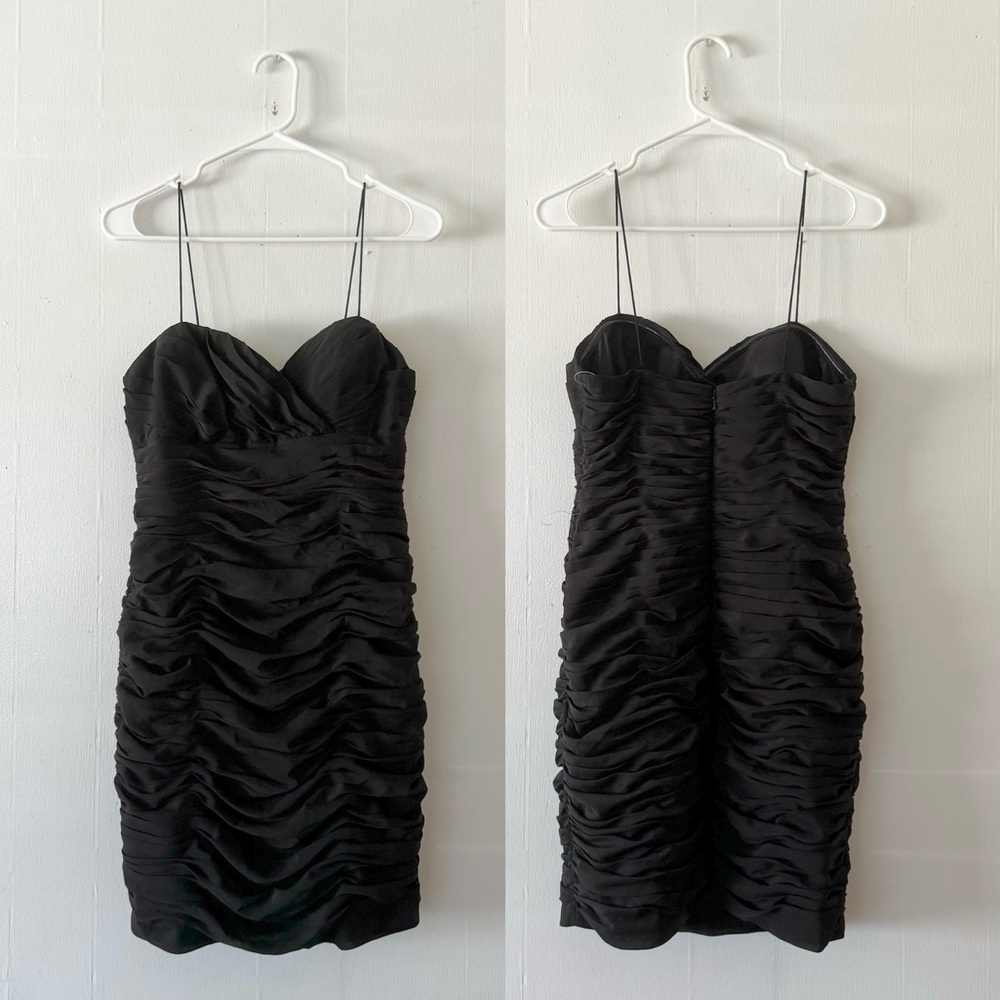 Aidan Mattox Ruched Little Black Dress Bodycon Form Fitting Size 8